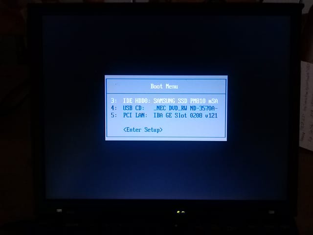 ThinkPad X40 BIOS Boot Menu