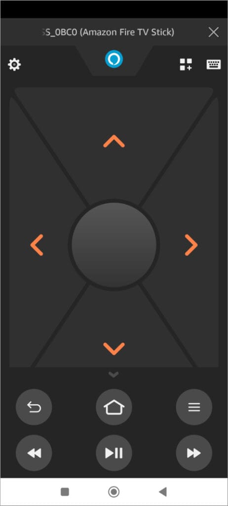 Fire TVアプリ リモコン画面