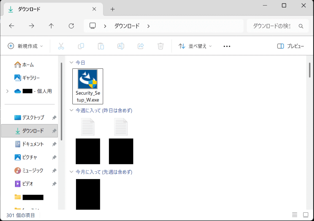 ダウンロードしたSecurity_Setup_W.exe