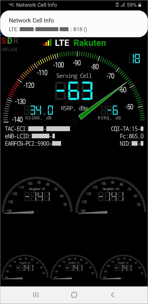 Network Cell Info LTE Band 18
