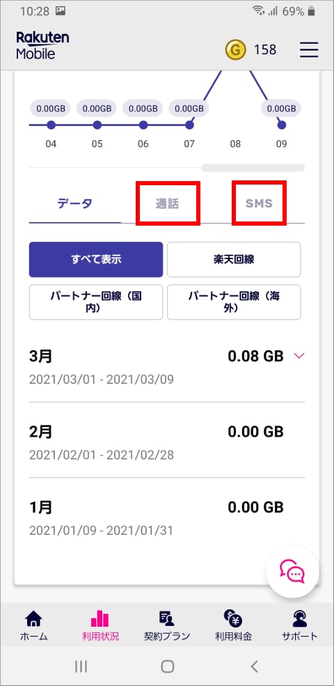 my 楽天モバイル 利用状況