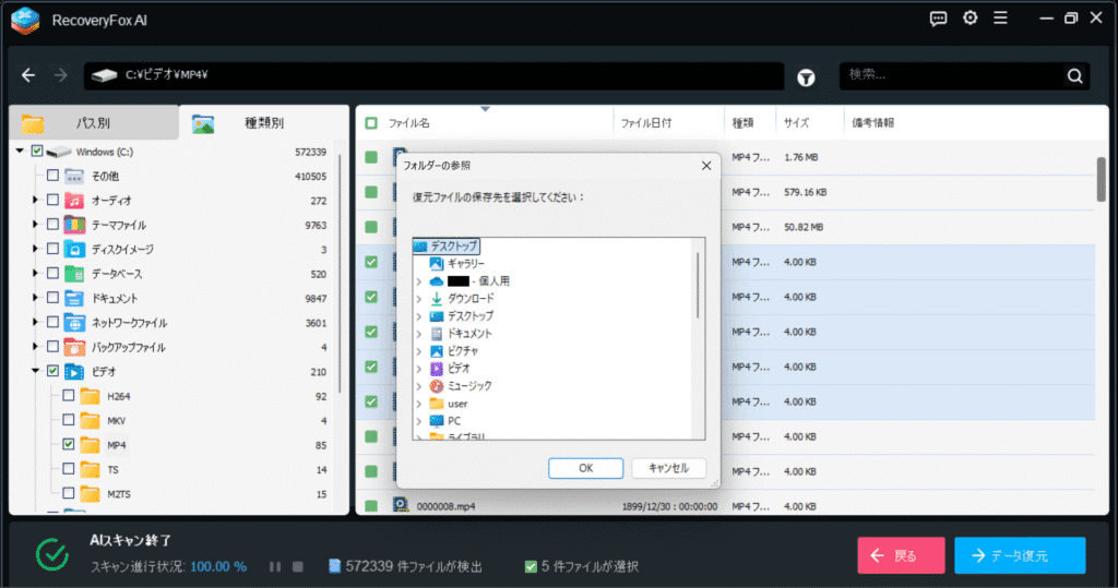 RecoveryFox AI フォルダーの参照